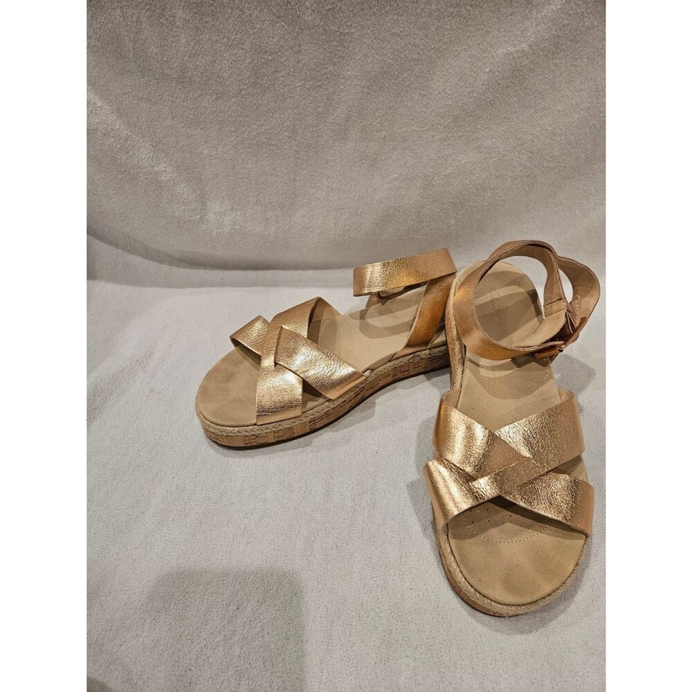 CLARKS Botanic Poppy Leather Sandals Rose Gold 9.5 - Picture 2 of 9